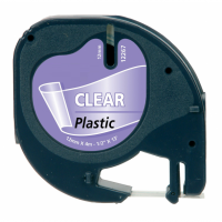 Dymo Letratag plasttape 12mm sort/klar