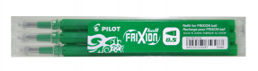 Pilot Frixion ball/clic refill Pk/3 stk grøn fine 0,25 mm