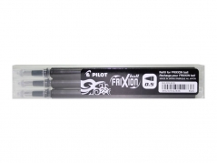 Pilot Frixion ball/clic refill Pk/3 stk sort fine 0,25 mm