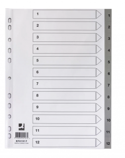 Register Q-Connect A4 1-12 Grå Plast