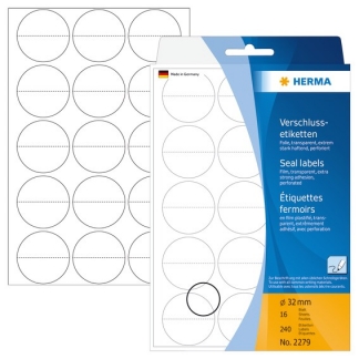 Herma etiket manuel perforeret ø32 transparent (240)