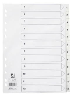 Register Q-Connect A4 1-12 Hvid Plast 