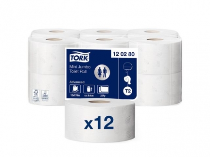 Toiletpapir Tork Advanced Jumbo Mini T2 2-lags Hvid - 120280