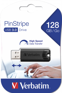 USB 3.2 Pinstripe Drive 128GB, Black